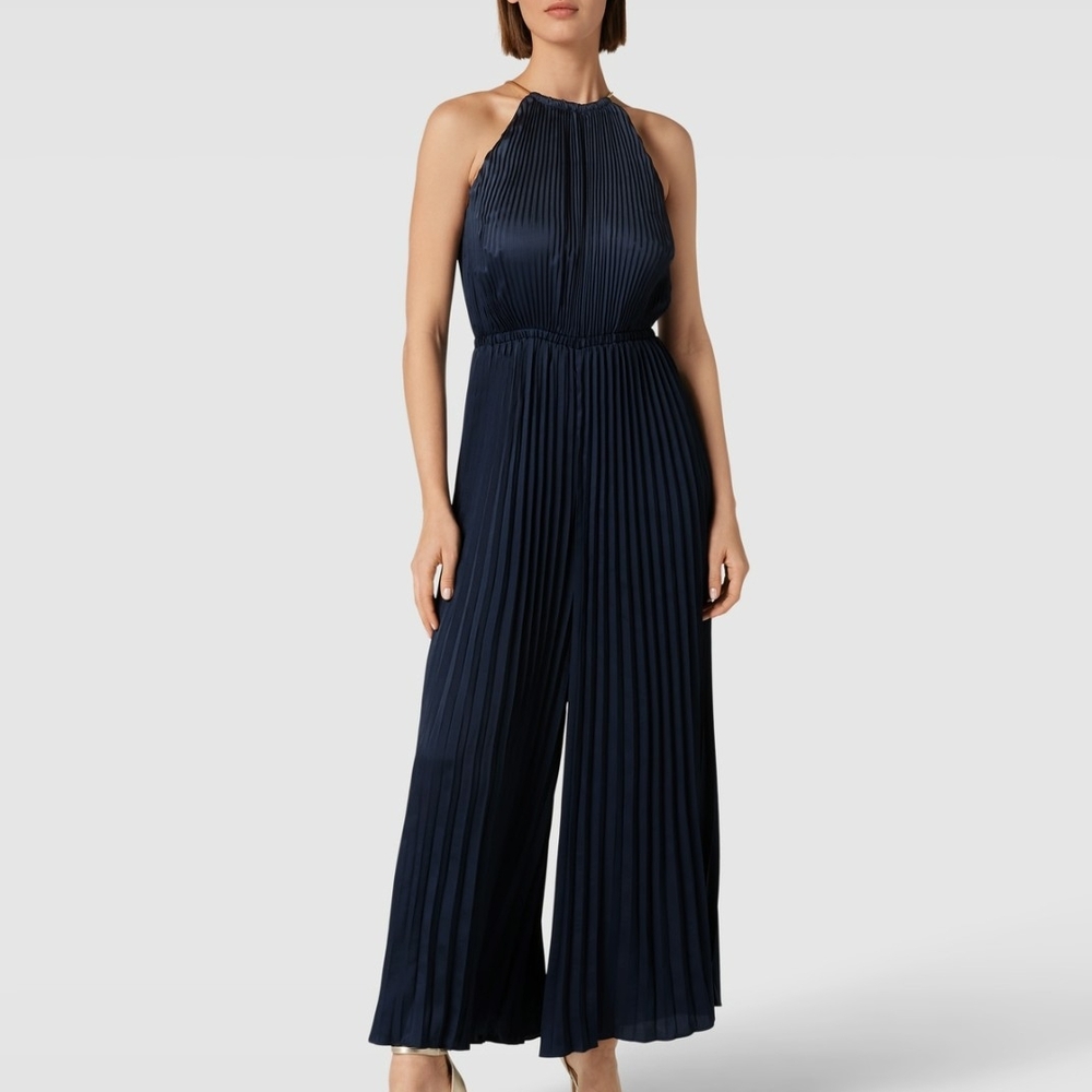 Michael Kors Navy Blue Pleated Jumpsuit